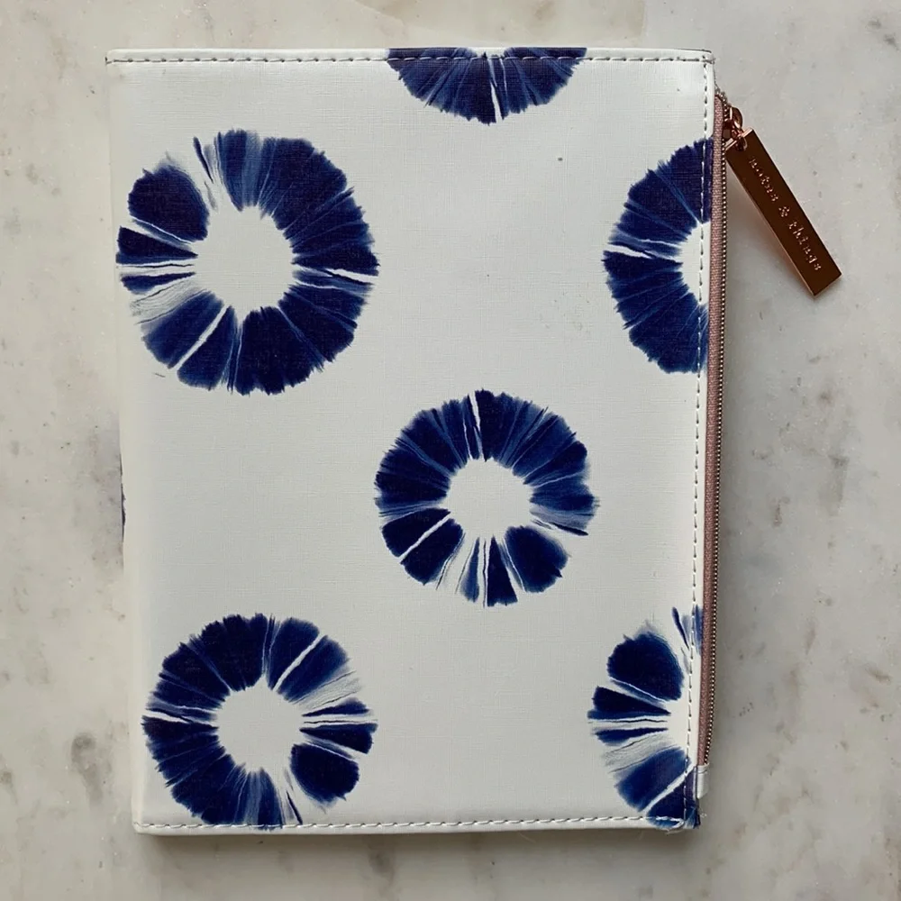 DesignWorks Ink Leatherette Journal with Zipper Pouch Indigo Batik